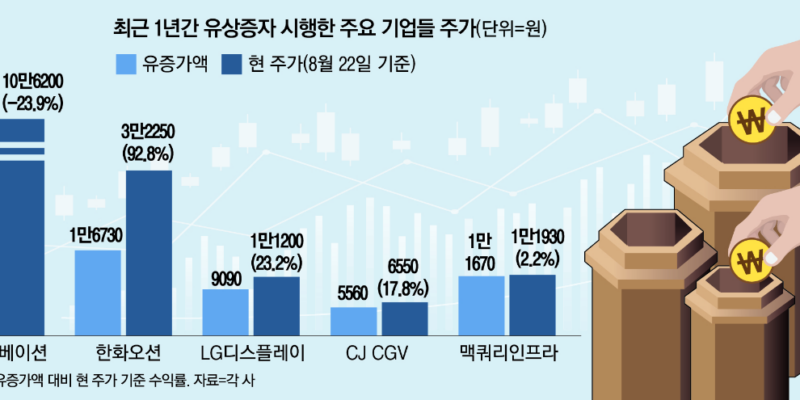 주주 지갑에 손 뻗었는데 희비 엇갈린 유상증자